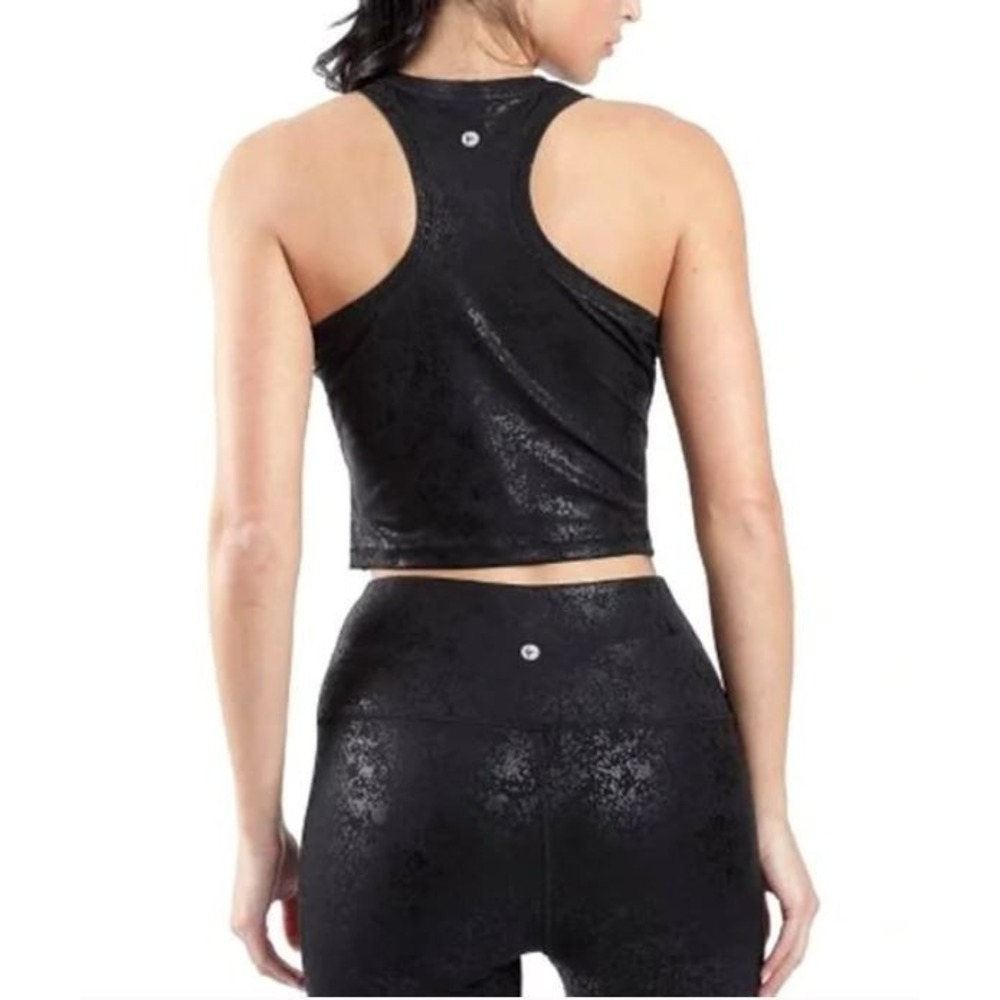 90 Degree ByReflex Faux Cracked Leather Racerback & Leggings Set Fresco Black XS